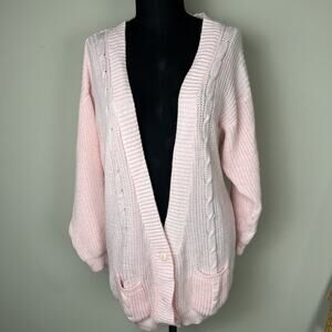 Vintage Croquet Club Women’s Pink Cardigan 1980s Schoolgirl Medium